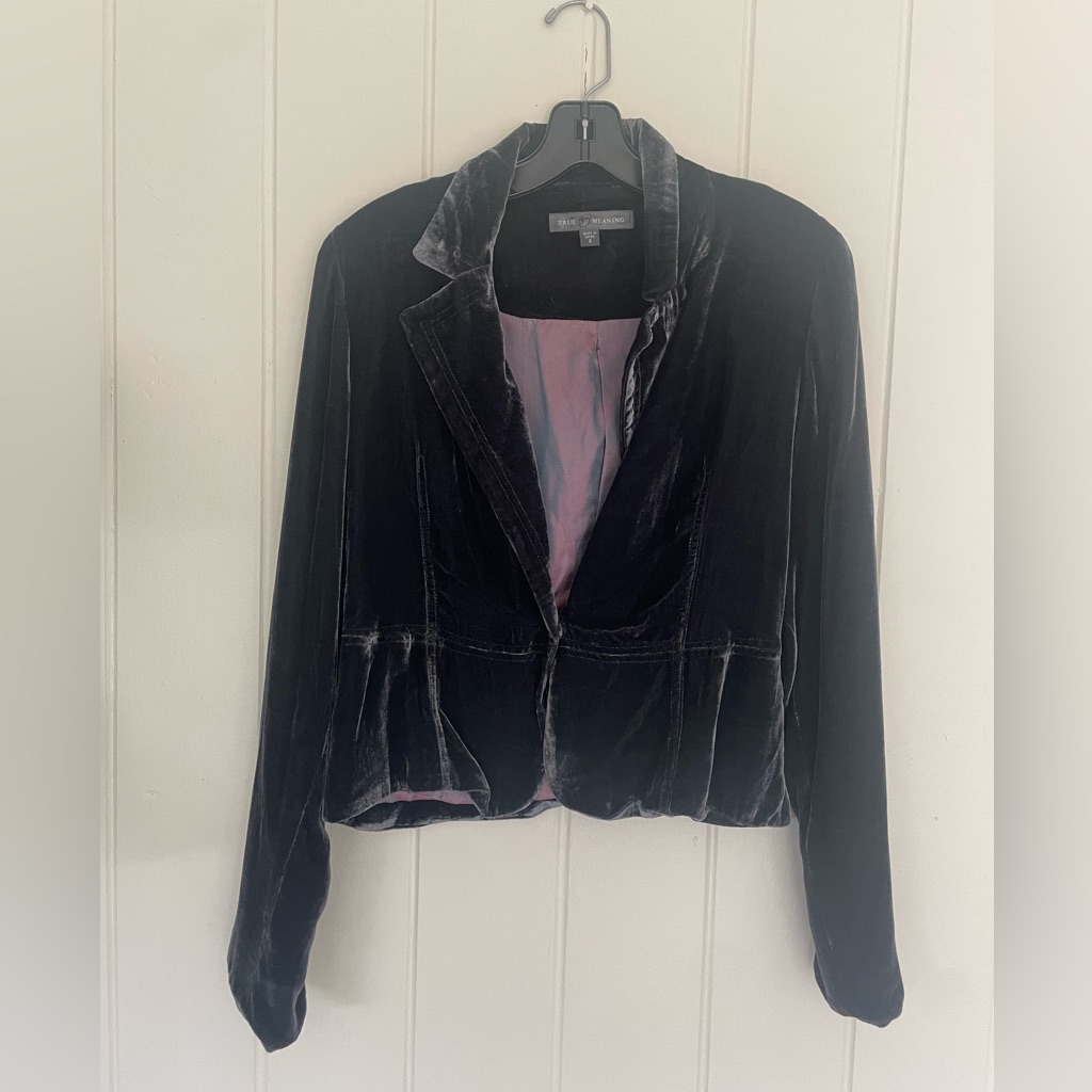 True Meaning Velvet Black Women's Blazer Jacket Fully Lined 4